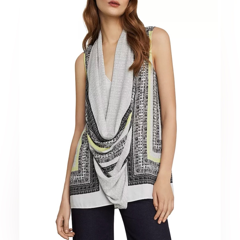 ( NWOT ) BCBGMaxAzria | Cowl-Neck Scarf-Print Tunic Top - XS-S